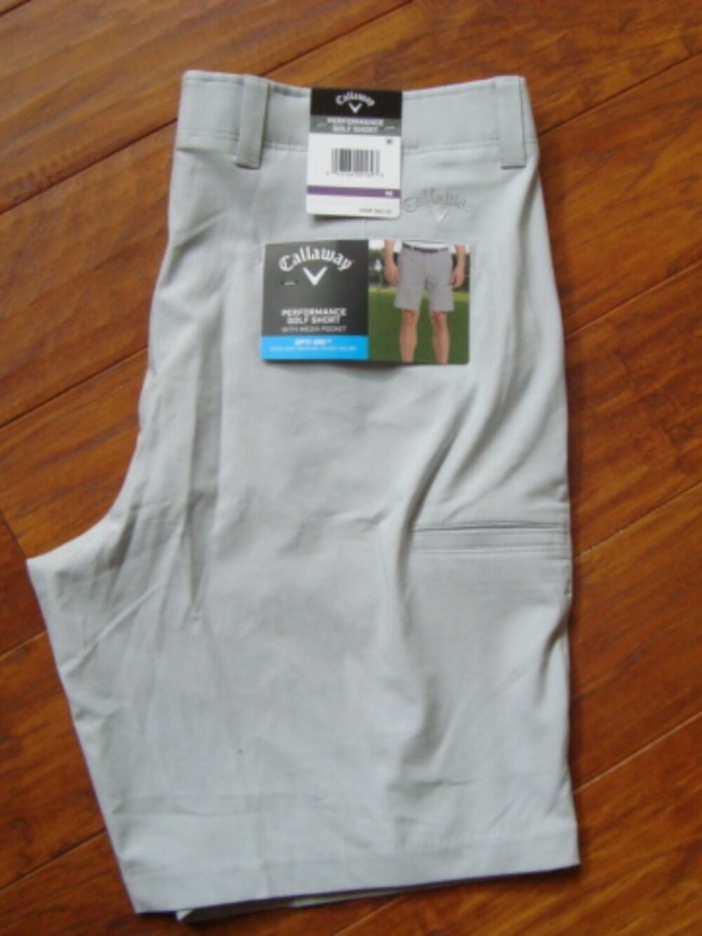 NWT Callaway Golf Shorts Pearl Gray Performance Opti Dri Mens Casual 36